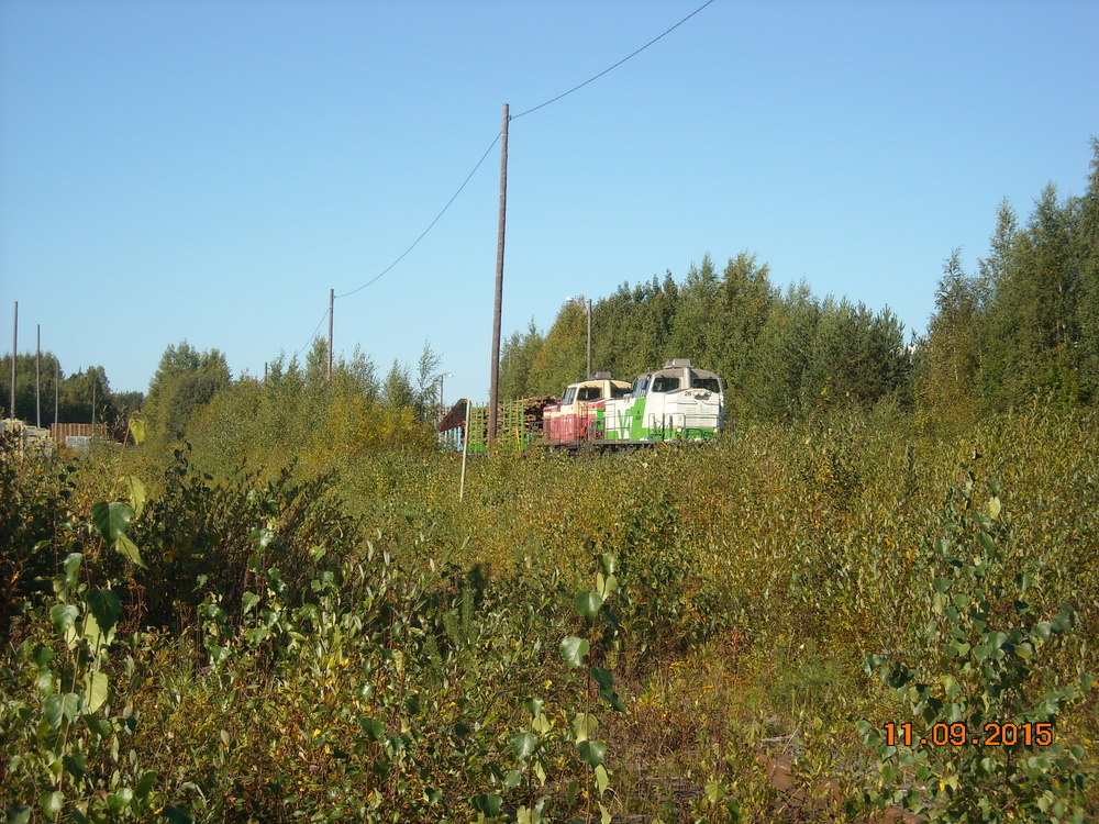 Ylämyllyn paluujuna Pilkossa 11.9.2015 #1
Raakapuujuna T 55885 Ylämyllyltä Peltolan ratapihalle Joensuussa ohittaa Pilkon teollisuusraiteistoa. Kuvan etualalla olevan Lakan betonin raiteen olemassaolo paljastuu lähinnä aurausmerkeistä.
Avainsanat: op_VR;jt_Tavarajuna;jt_Raakapuujuna;juna_Ylämyllyläinen;jyv_Dv12