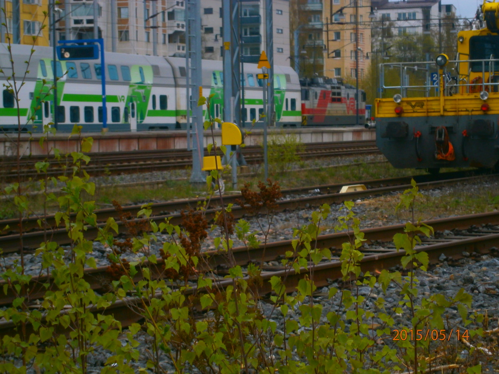 IC 707 Mikkelissä 14.5.2014 #2
InterCity -juna 707 odottelee lähtöaikaansa Mikkelissä, Tte-sähköradankunnossapitovaunun (vai mikä ikinä) seisoskellessa kiireettömänä kuormauspaikalla.
Avainsanat: op_VR;jt_matkustajajuna;jt_InterCity;jyv_Sr1;jyv_Edb;jyv_Ed;jyv_Tte